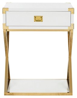 Aisa Nightstand White Gold One Kings Lane