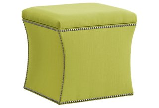 Nail Button Storage Ottoman, Bokhara Lime