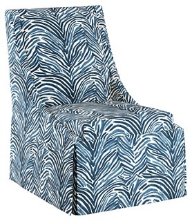 Jody Skirted Side Chair - Blue Linen