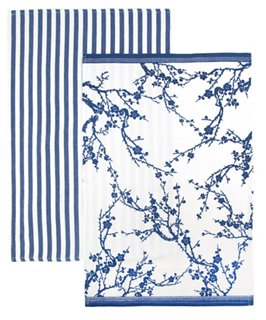 blue and white towels