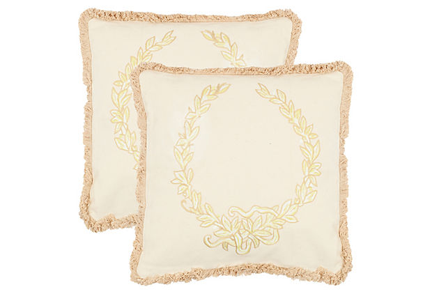 Set of 2 Ella 18x18 Pillows, Wheat