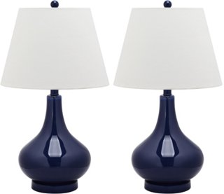 Samuels Table Lamp Set, Navy Blue | One 