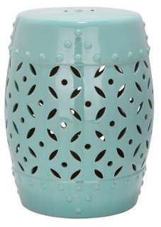 Aurora Ceramic Garden Stool - Teal