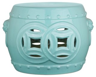 Isamu Double Coin Garden Stool Teal One Kings Lane