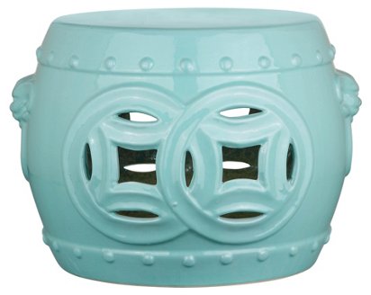 Isamu Double Coin Garden Stool Teal One Kings Lane