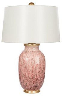 pink and gold table lamp