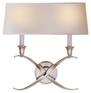 Cross Bouillotte Sconce - Nickel - Visual Comfort & Co.