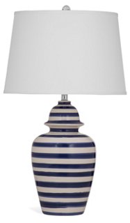 blue and white striped lamp