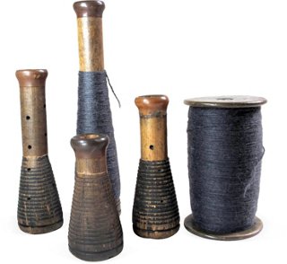 Industrial Textile Spools, Set of 5