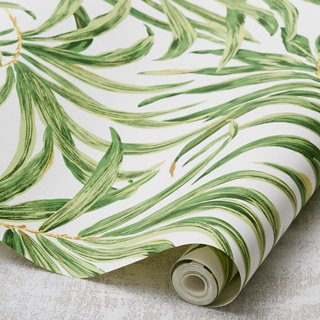 Bali Leaves Wallpaper, Green | One Kings Lane