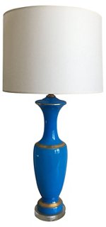 French Blue Opaline Lamp
