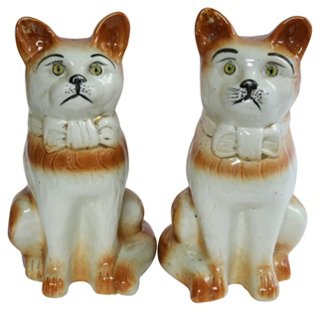 Rose Victoria Antique Life Sized Staffordshire Cats One Kings Lane