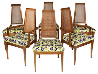2 B Modern 1960s Caned Back Dining Room Chairs S 6 One Kings Lane