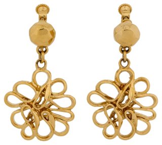 Vintage Lux Ysl Gold Plated Floral Drop Earrings One Kings Lane