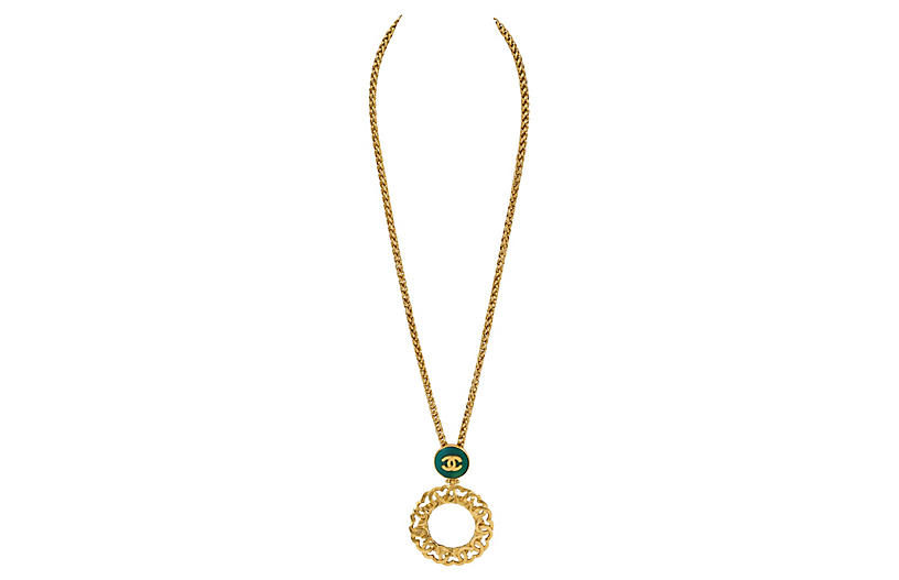 Vintage Lux - Chanel Green Gripoix Mirror Necklace | One Kings Lane