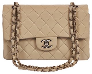 Vintage Lux Chanel Grey Cream 9 Double Flap Silver One Kings Lane
