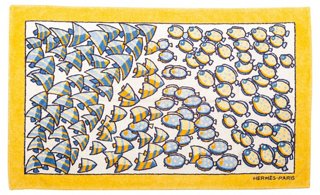 Vintage Lux Hermes Yellow Fish Cotton Beach Towel One Kings Lane