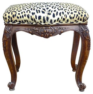 Vermilion Designs Antique French Carved Leopard Bench One
