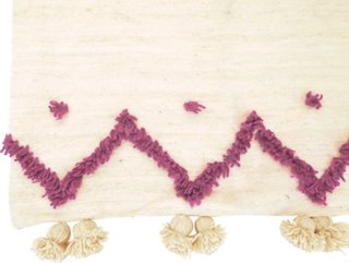 Habibi Imports Magenta & Ivory Moroccan PomPom Blanket One Kings Lane