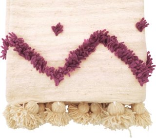 Habibi Imports Magenta & Ivory Moroccan PomPom Blanket One Kings Lane
