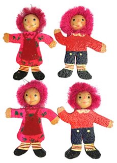 Raggedy Ann Andy Papier Mache Ornaments Entertaining Vintage